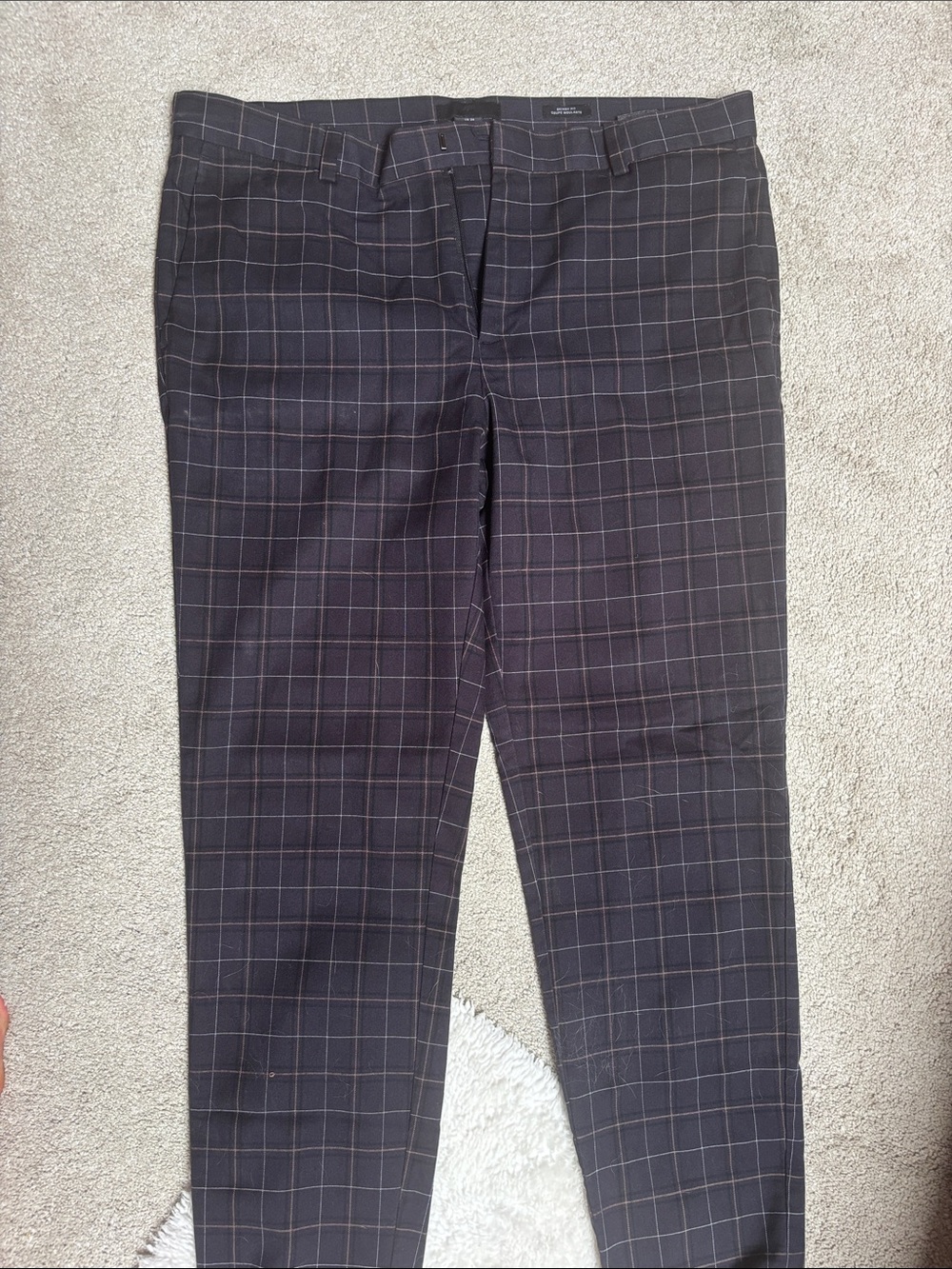 H&M Black Windowpane Dress Pants with Subtle Brown Grid